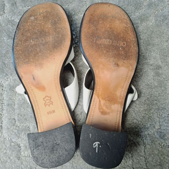 FRANCO SARTO Slip On Sandals WOMENS SIZE 8.5M white leather heeled open toe twee - Picture 10 of 12